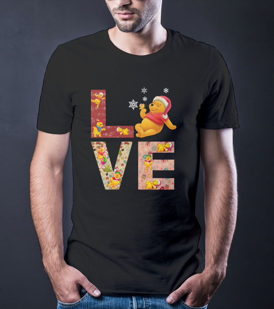 Love Winnie The Pooh Christmas Holiday Snowflakes T-Shirt