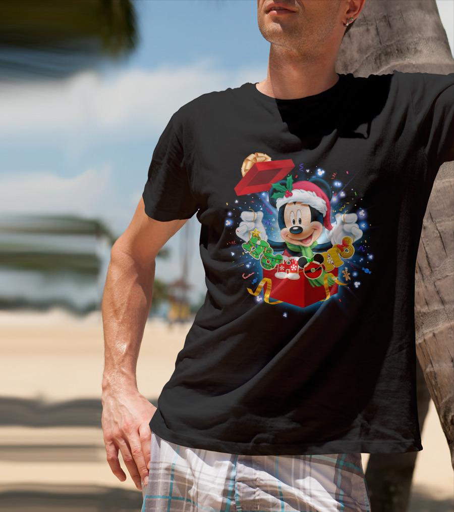 Mickey Mouse Christmas Holiday Surprise Present T-Shirt