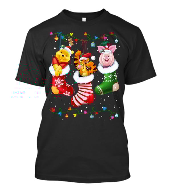 Pooh Tigger Piglet Christmas Stockings Holiday Cheer T-Shirt