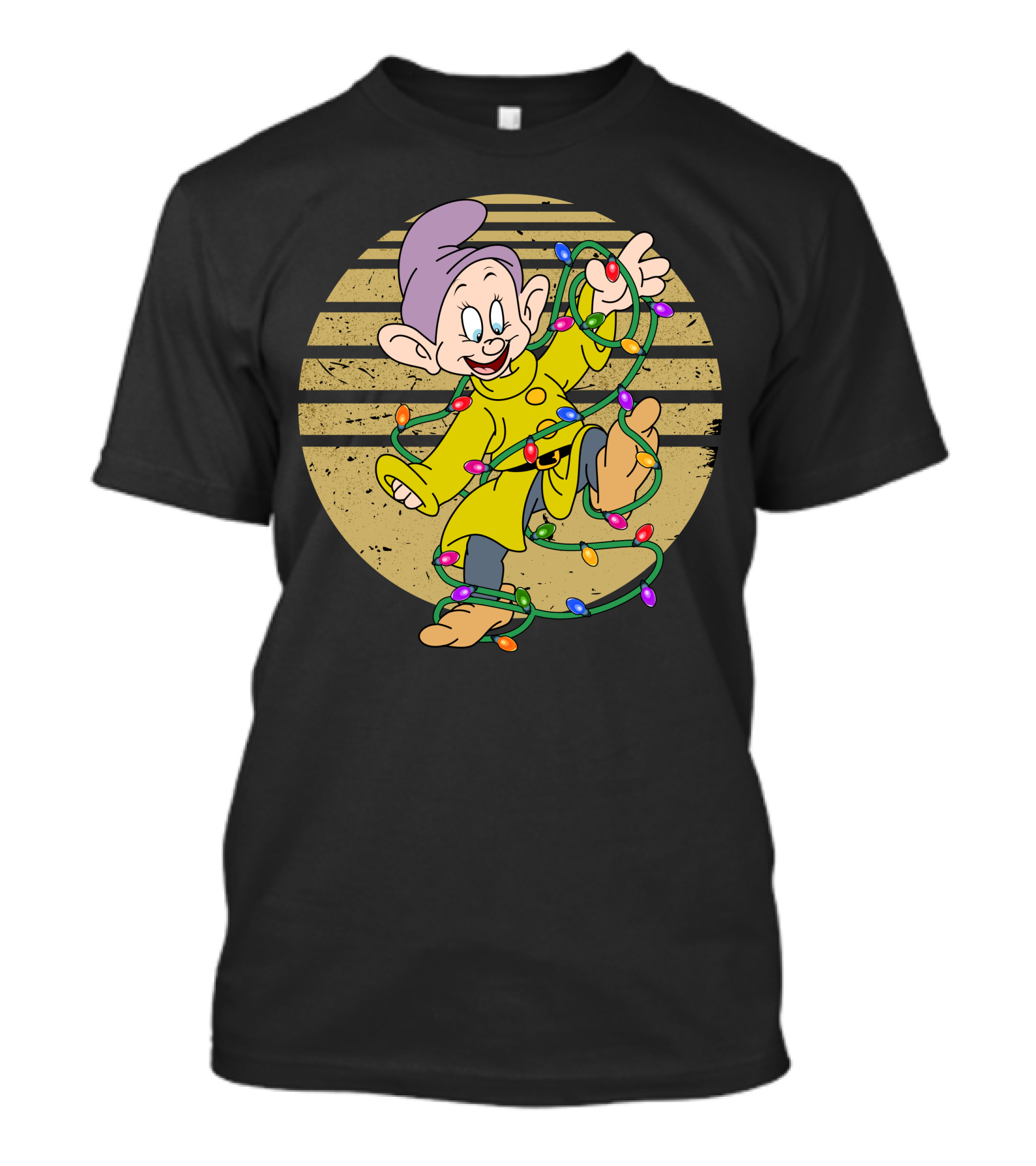 Dopey Wrapped In Christmas Lights Vintage Circle T-Shirt