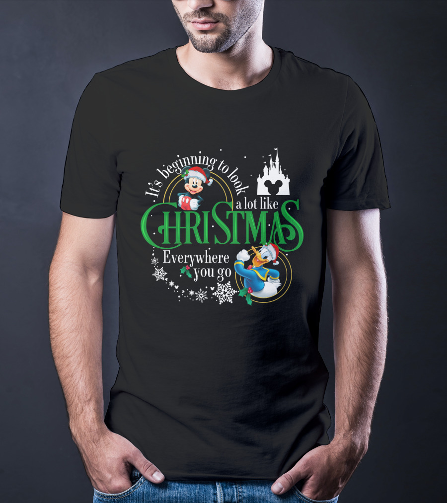 It's Beginning To Look A Lot Like Christmas Everywhere You Go Mickey Donald T-Shirt
