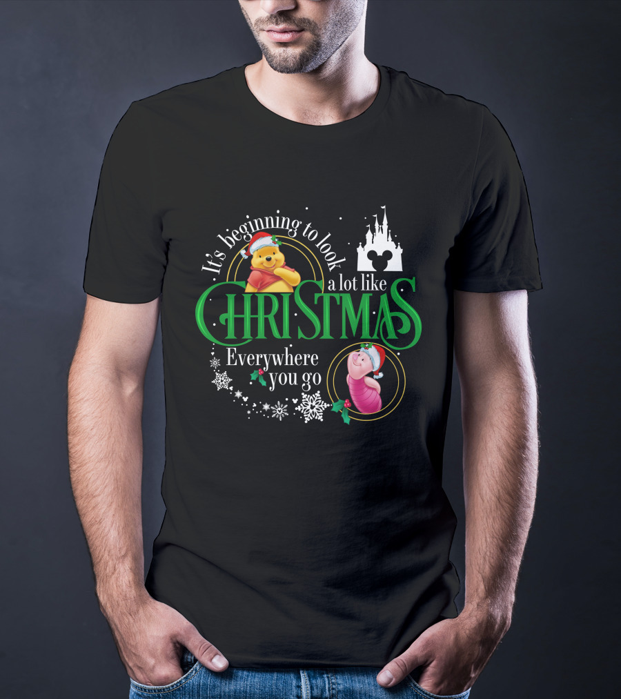 It's Beginning To Look A Lot Like Christmas Everywhere You Go Pooh And Piglet T-Shirt