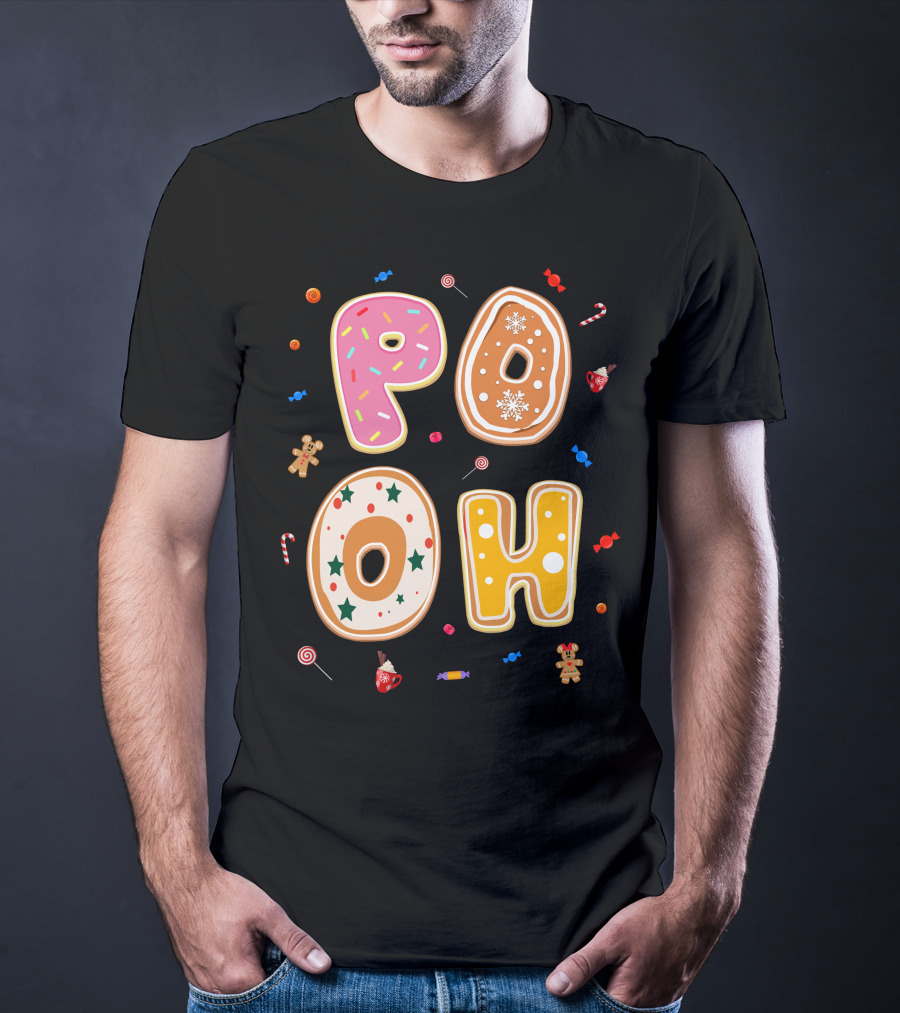 Pooh Christmas Gingerbread Candy Cane Cookies T-Shirt