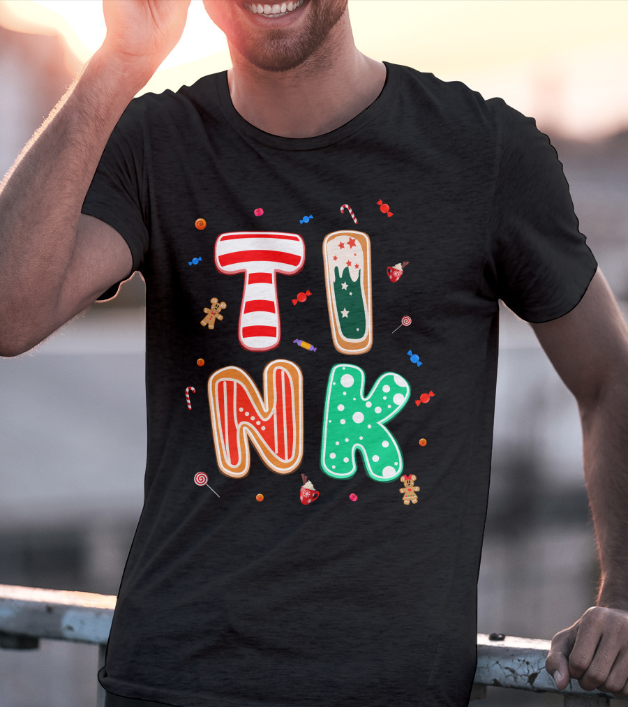 Tink Christmas Candy Gingerbread Holiday Letters T-Shirt