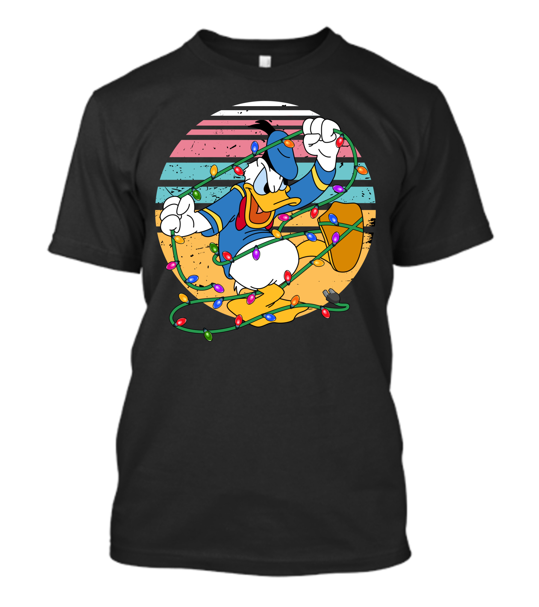 Donald Duck Tangled In Christmas Lights Vintage Style T-Shirt