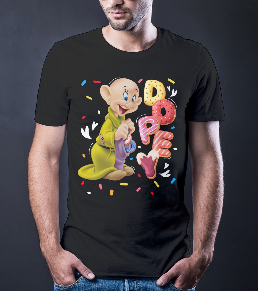 Dopey Disney Character With Colorful Donut Sprinkle Letters T-Shirt