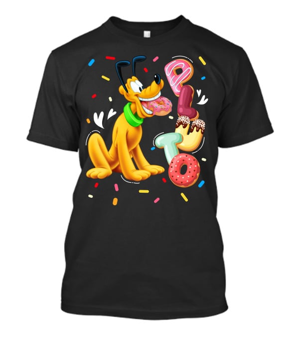 Pluto Donut Letters Colorful Confetti Celebration T-Shirt