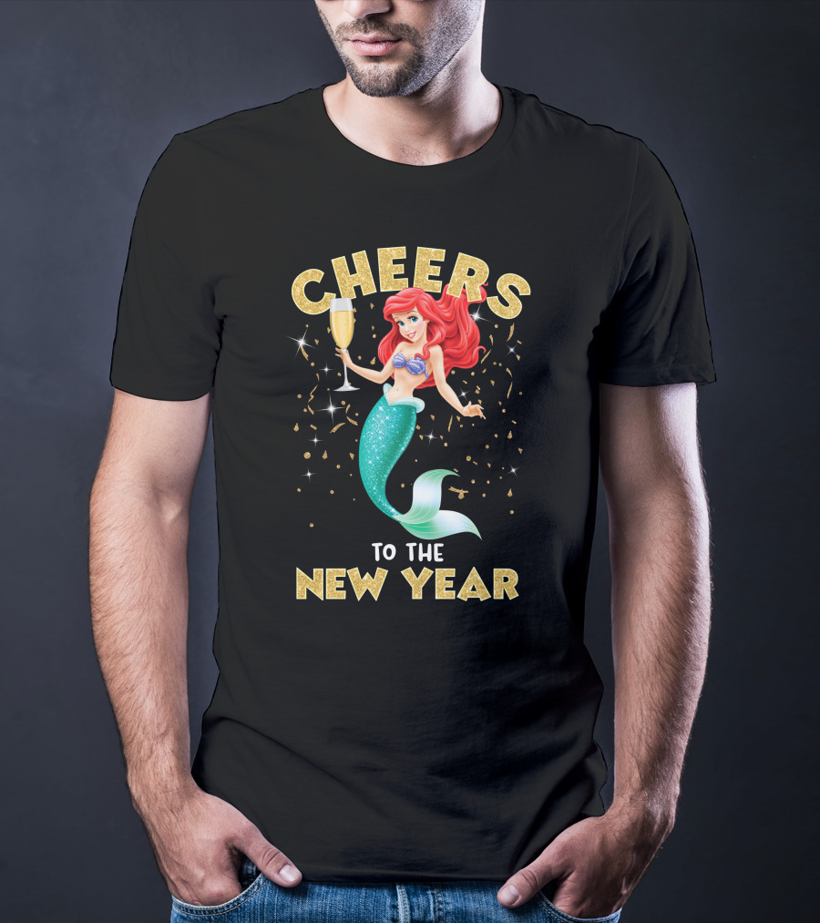 Cheers To The New Year Champagne Mermaid Celebration T-Shirt