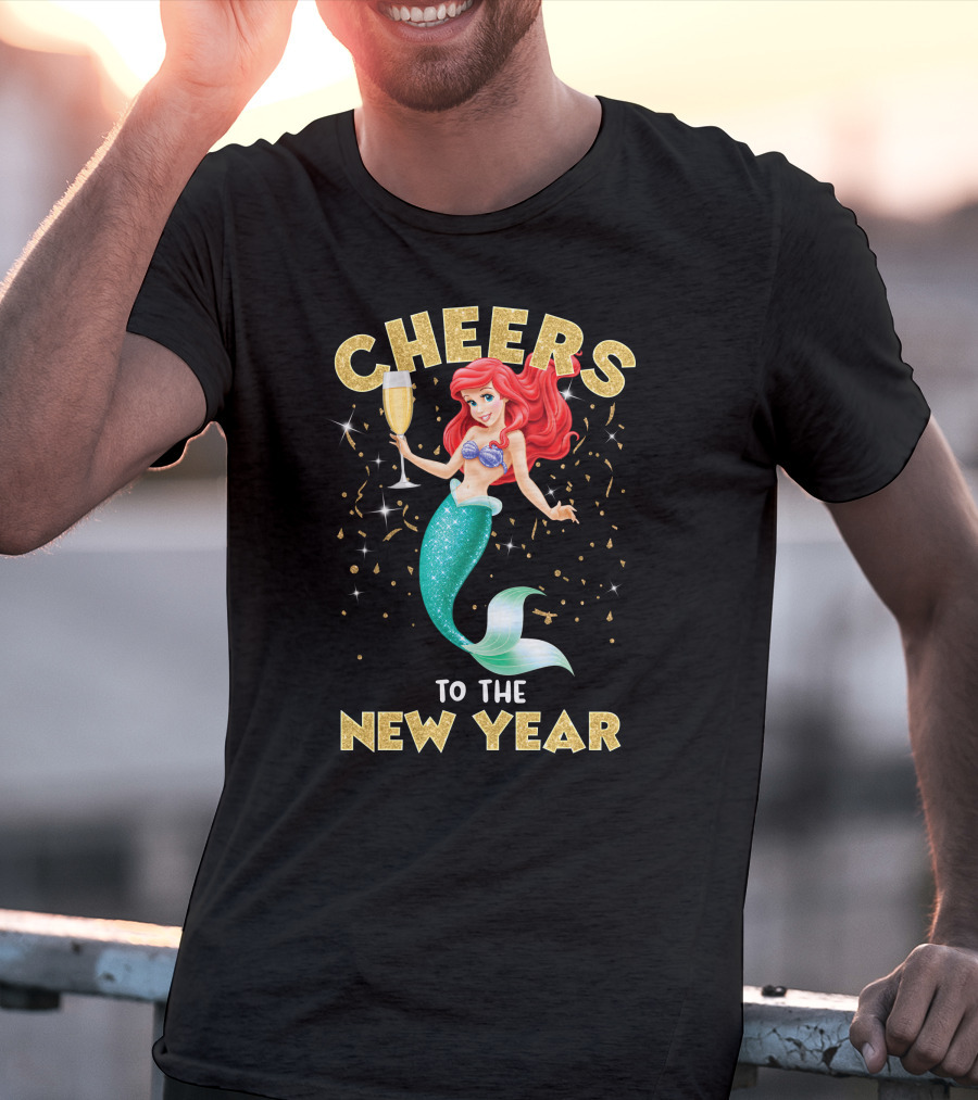 Cheers To The New Year Champagne Mermaid Celebration T-Shirt