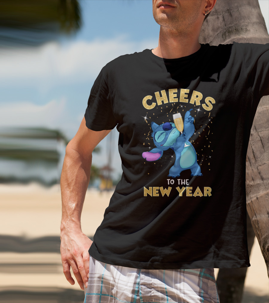 Cheers To The New Year Stitch Champagne Celebration T-Shirt