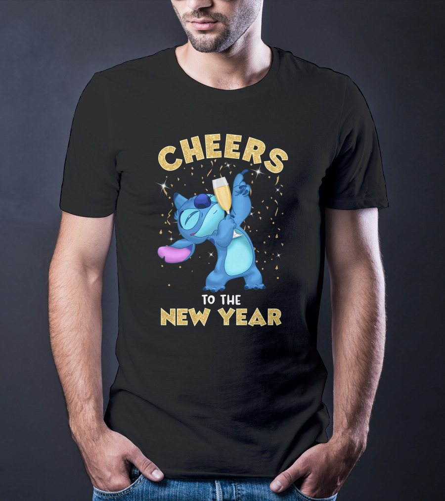 Cheers To The New Year Stitch Champagne Celebration T-Shirt