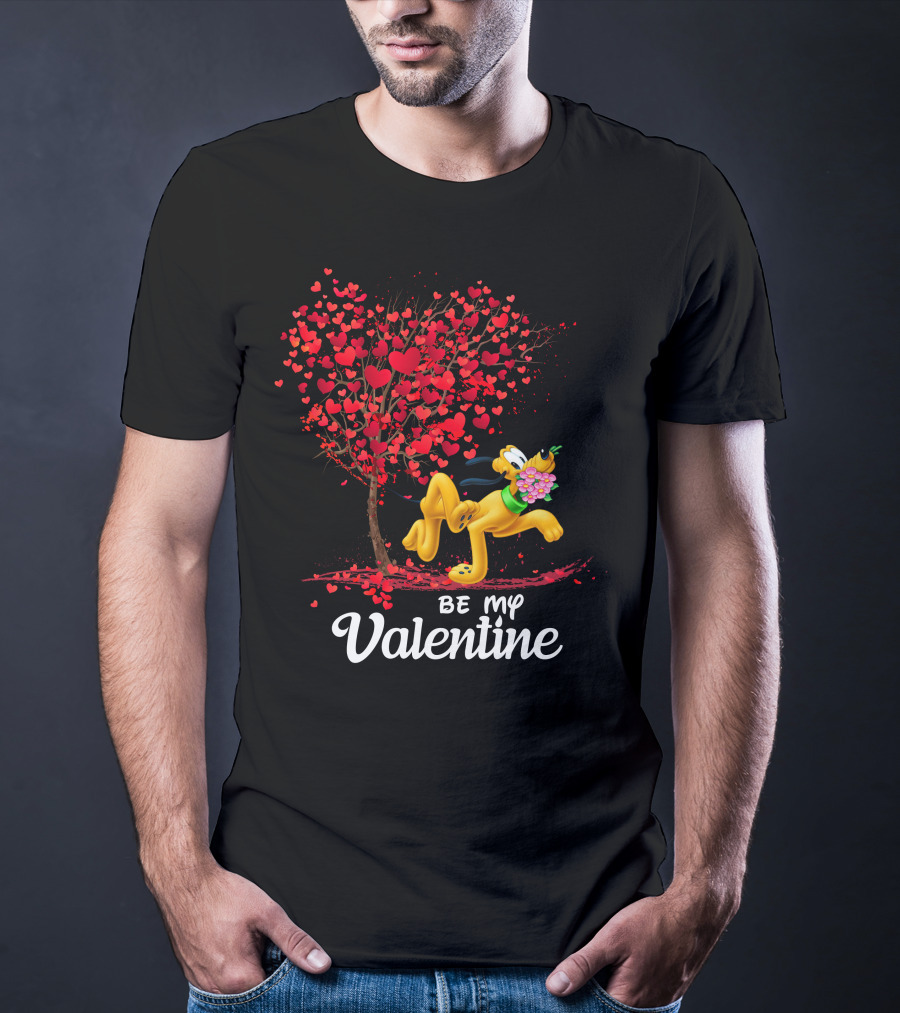 Pluto Be My Valentine Heart Tree Flowers T-Shirt