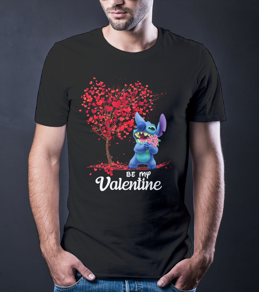 Lilo And Stitch Be My Valentine Heart Tree T-Shirt
