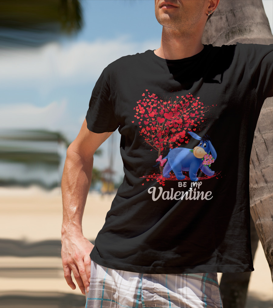 Be My Valentine Eeyore Heart Tree Flowers T-Shirt