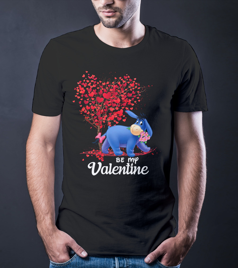 Be My Valentine Eeyore Heart Tree Flowers T-Shirt