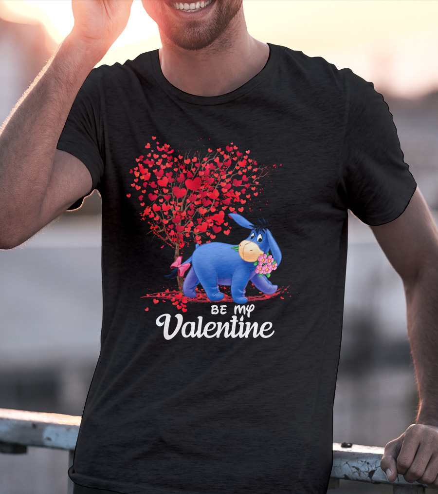 Be My Valentine Eeyore Heart Tree Flowers T-Shirt