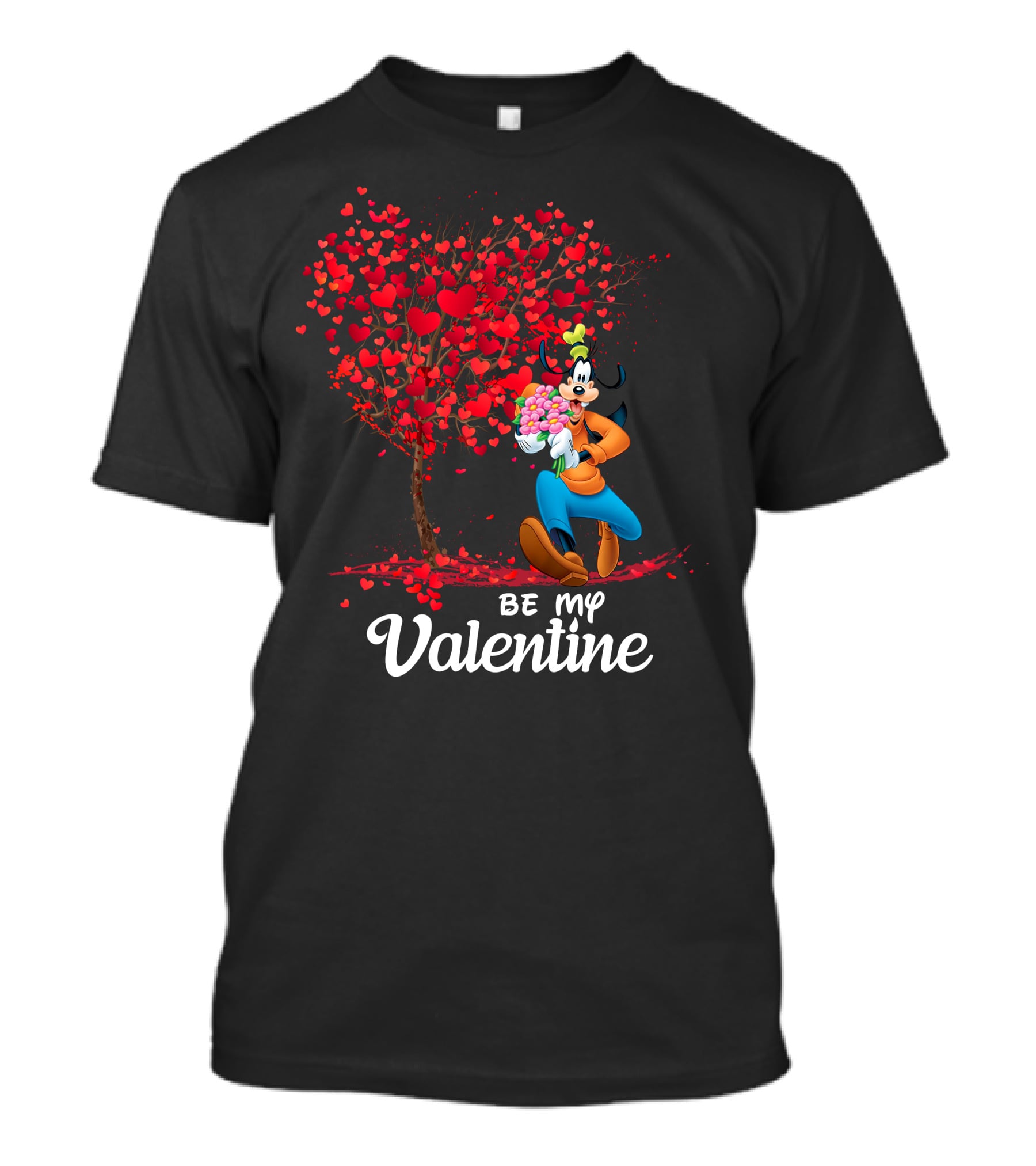 Goofy Be My Valentine With Heart And Tree T-Shirt