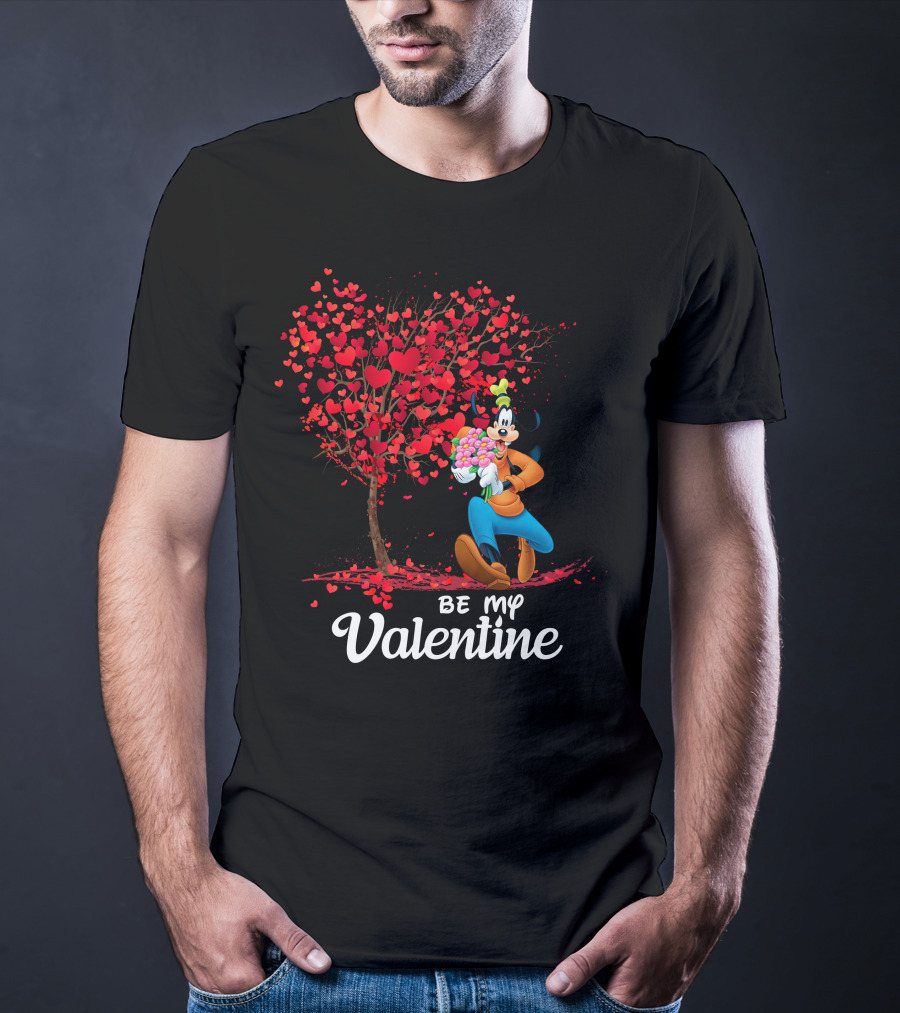 Goofy Be My Valentine With Heart And Tree T-Shirt