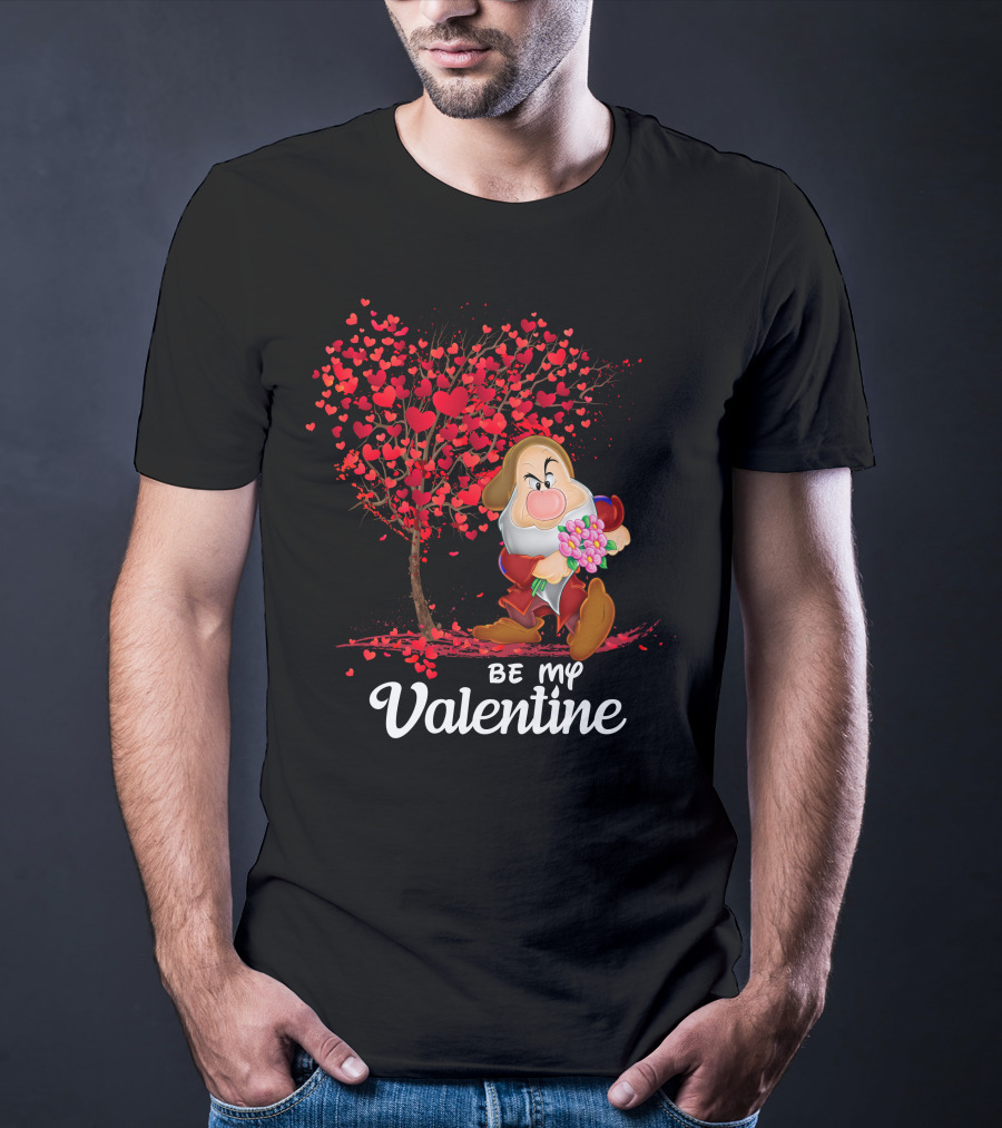 Grumpy Holding Flowers Be My Valentine With Heart Tree T-Shirt