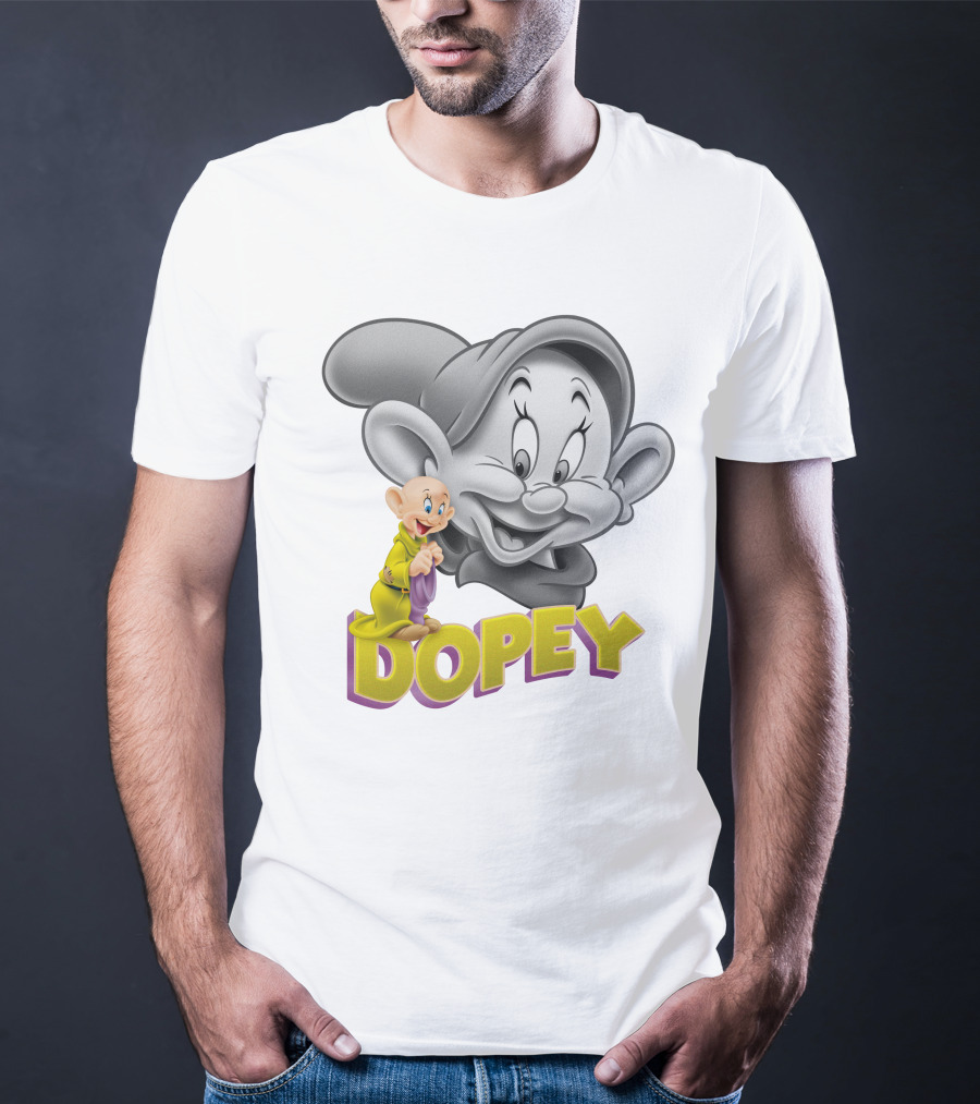 Dopey Disney Character With Cartoon Classic Style T-Shirt