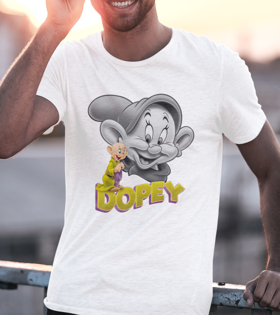 Dopey Disney Character With Cartoon Classic Style T-Shirt