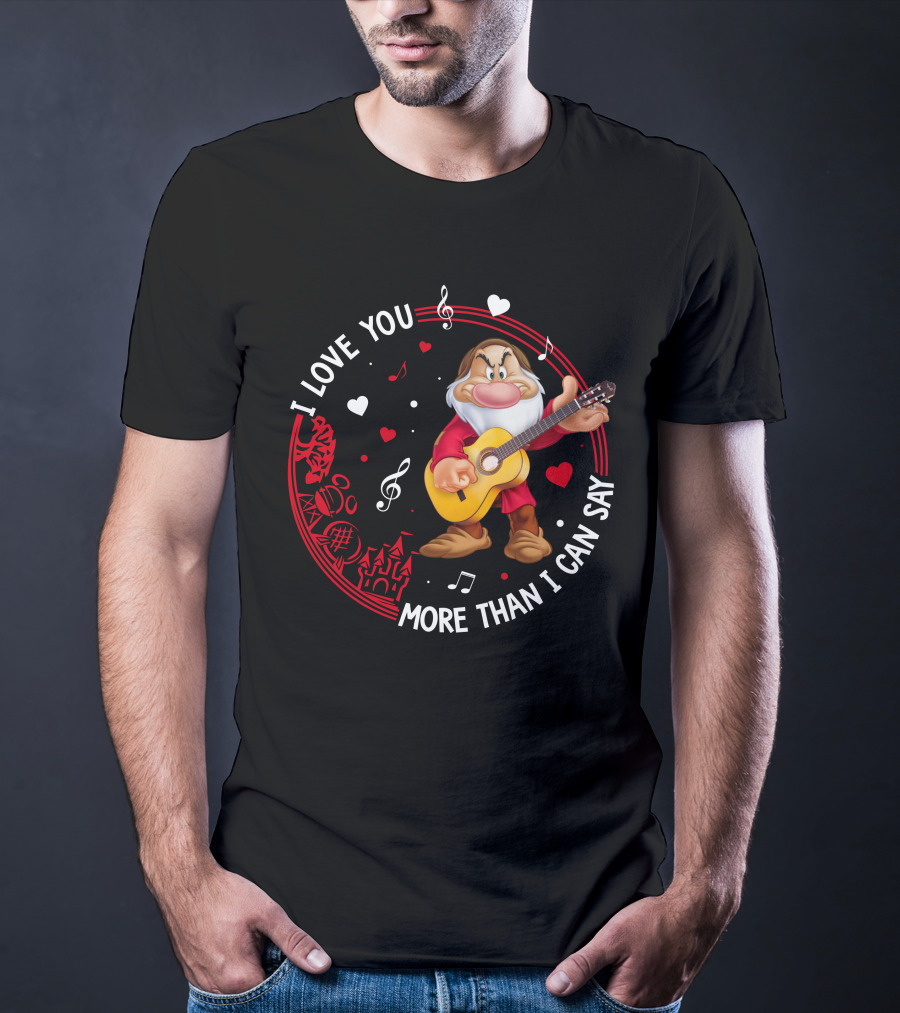 I Love You More Than I Can Say Grumpy Guitar Disney Valentine's Day T-Shirt