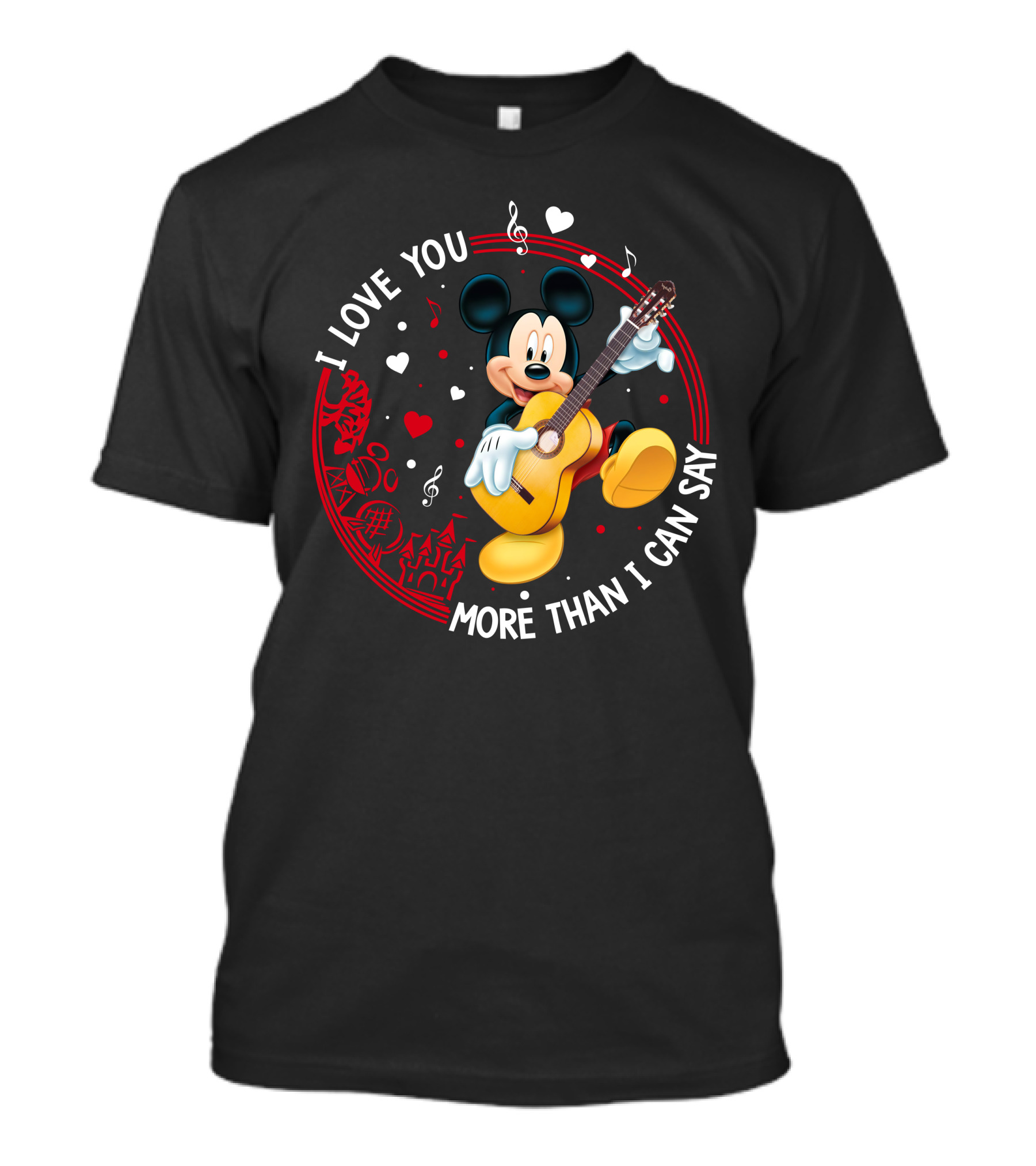 I Love You More Than I Can Say Mickey Mouse Guitar T-Shirt