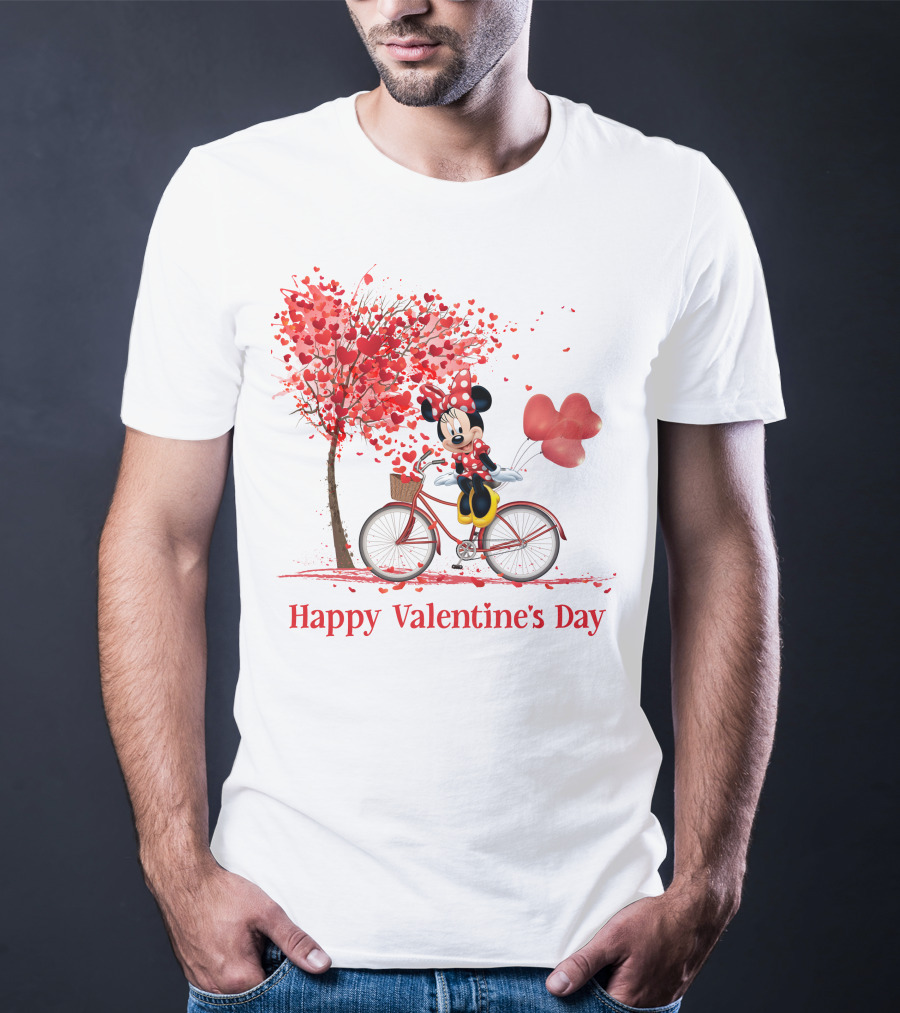 Happy Valentine's Day MN Valentine Bicycle Balloons Hearts Tree T-Shirt