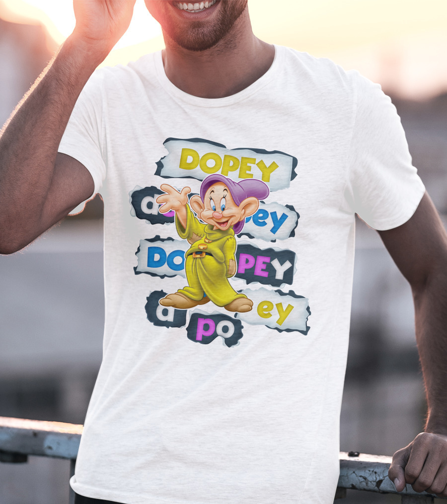 Dopey Iconic Character Playful Design With Text Variations And Classic Outfit T-Shirt