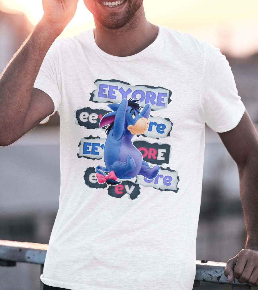 Eeyore Multiple Fonts And Colors Character Collage T-Shirt