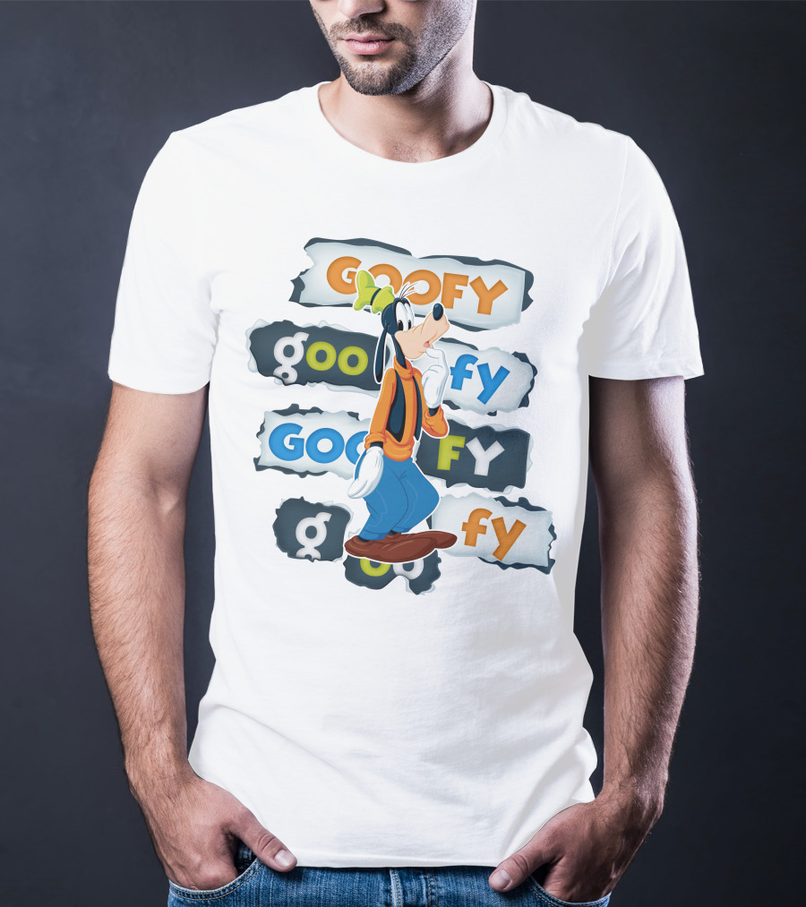 Goofy Disney Character With Multiple Text Styles T-Shirt