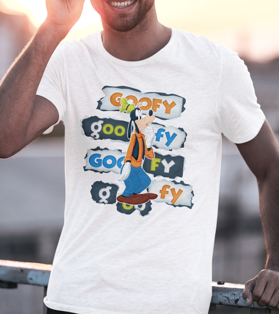 Goofy Disney Character With Multiple Text Styles T-Shirt