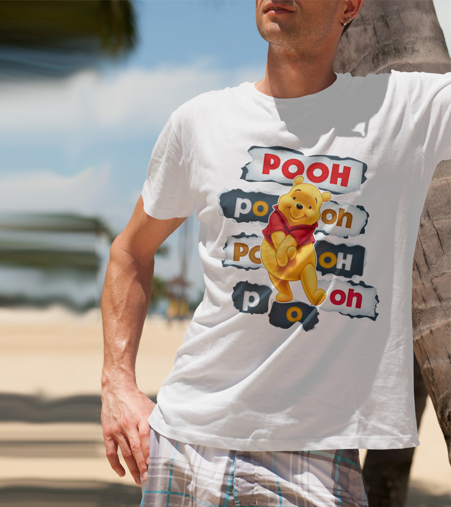 Pooh Winnie The Pooh Sticker Style Jumbo Print T-Shirt