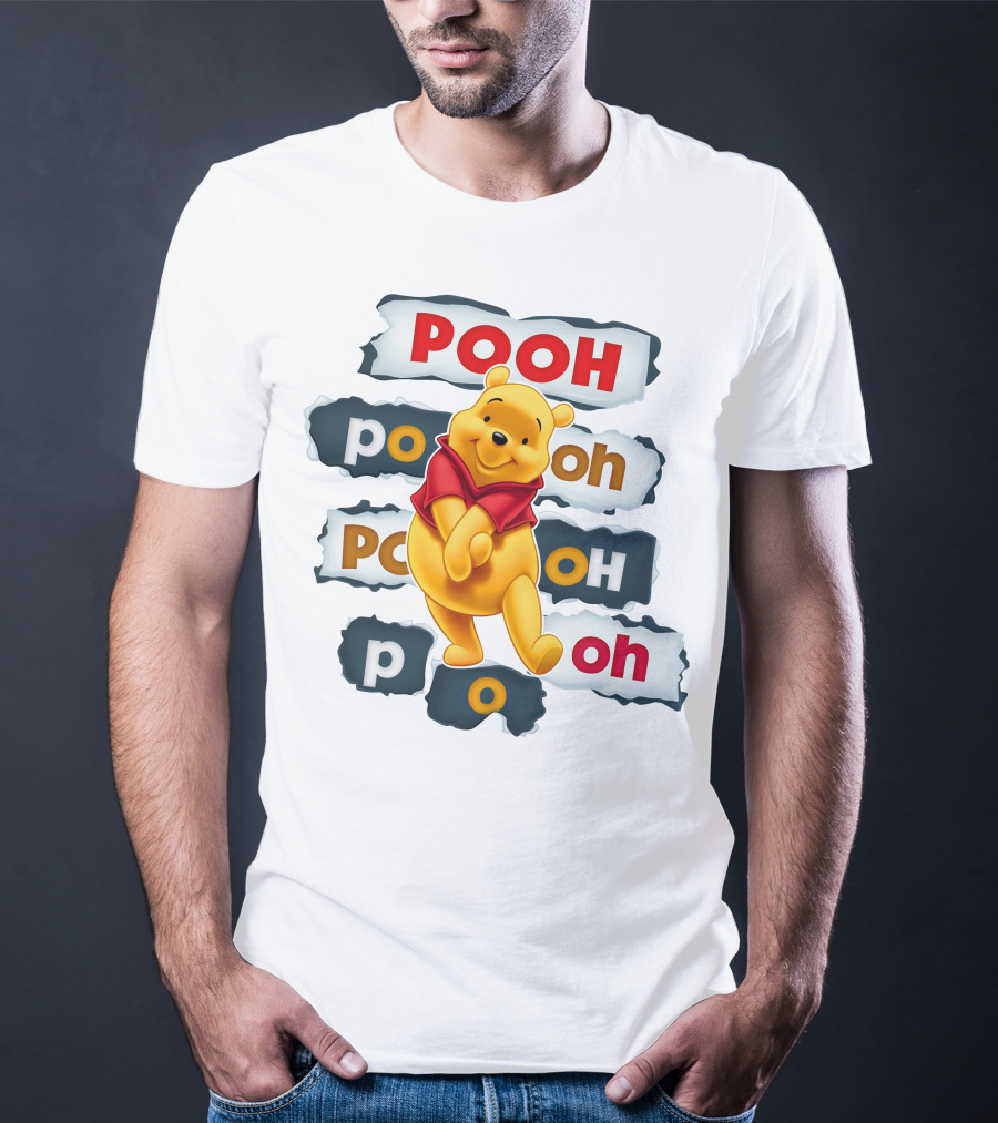 Pooh Winnie The Pooh Sticker Style Jumbo Print T-Shirt