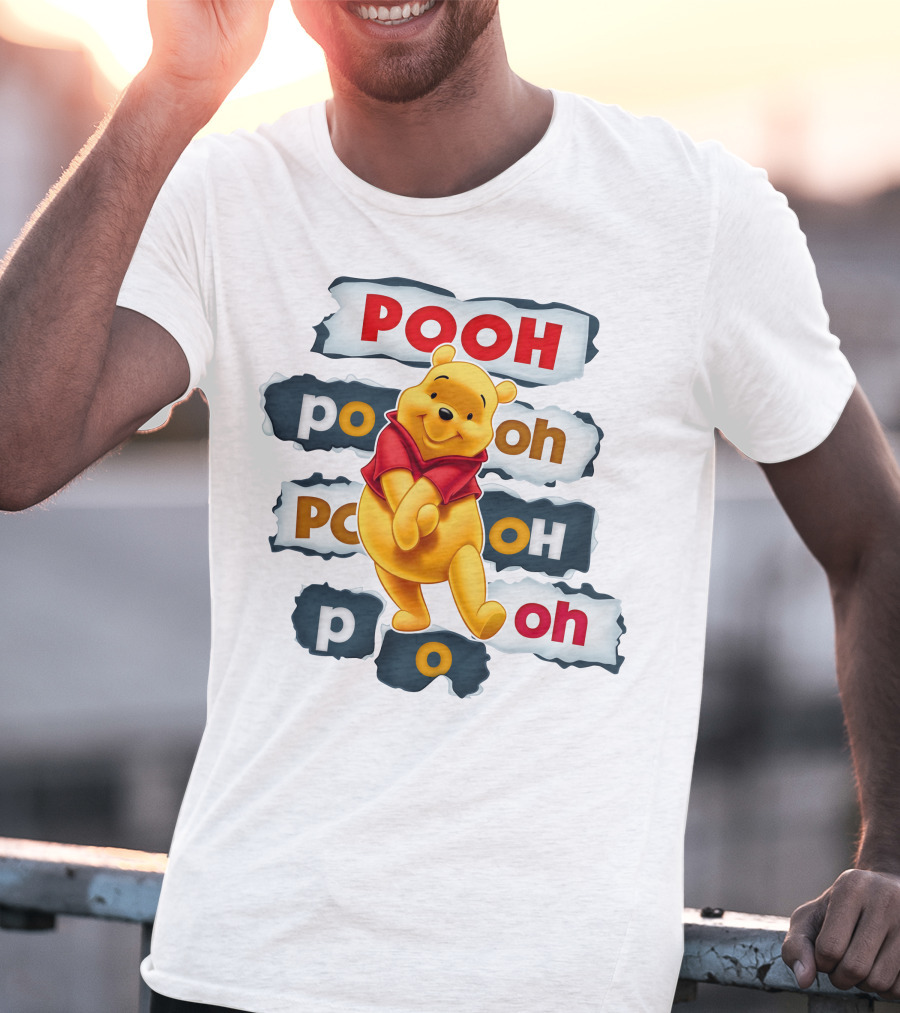 Pooh Winnie The Pooh Sticker Style Jumbo Print T-Shirt