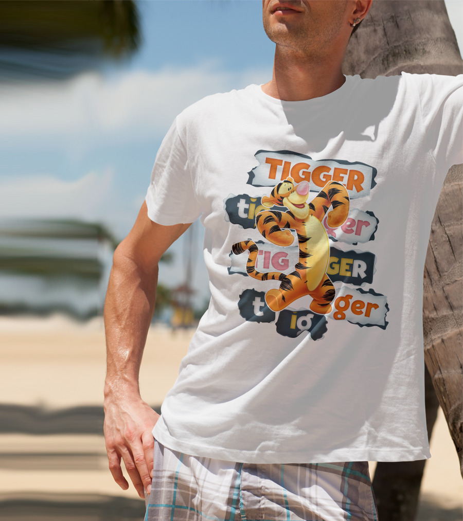 Tigger Colorful Energetic Poses And Text Styles T-Shirt