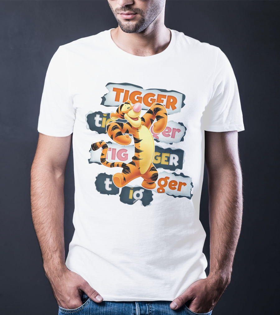 Tigger Colorful Energetic Poses And Text Styles T-Shirt