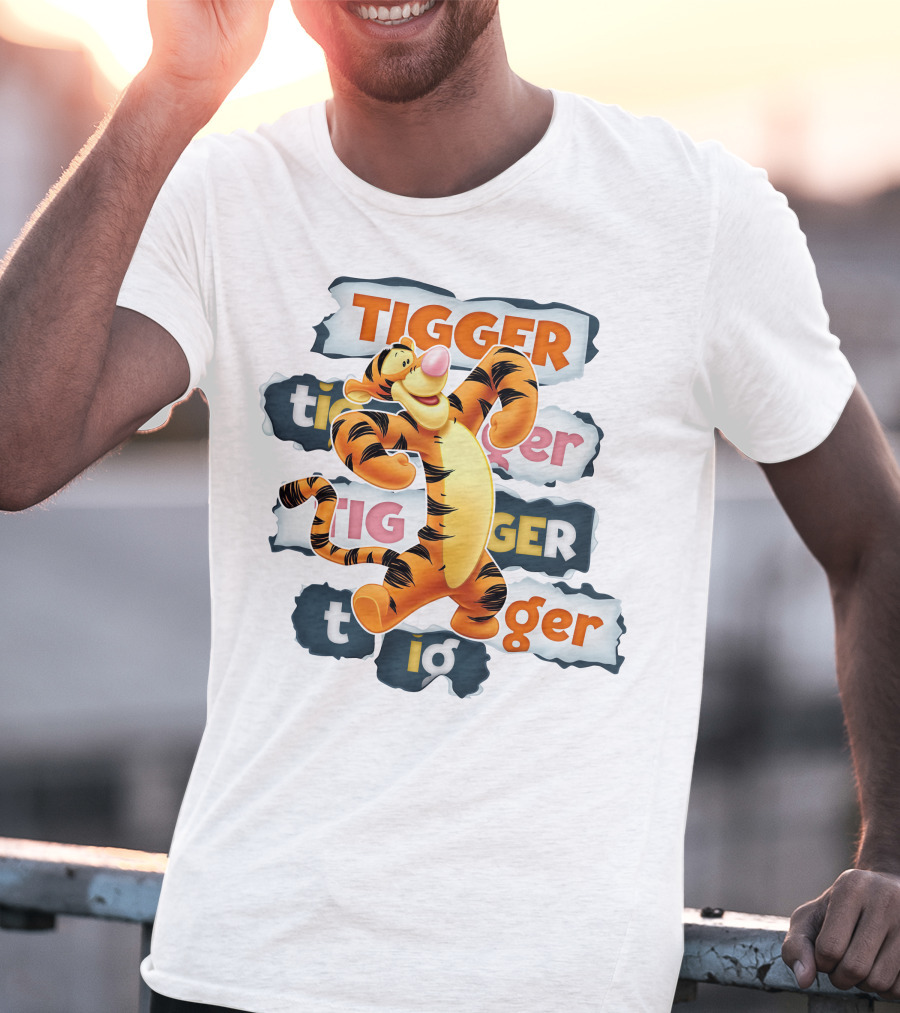 Tigger Colorful Energetic Poses And Text Styles T-Shirt
