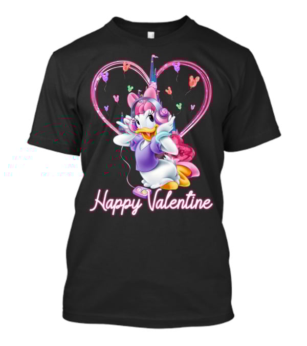 Daisy Duck Happy Valentine Balloons Castle Headphones T-Shirt
