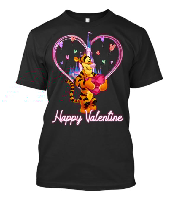 Tigger Happy Valentine Heart Castle Balloons T-Shirt