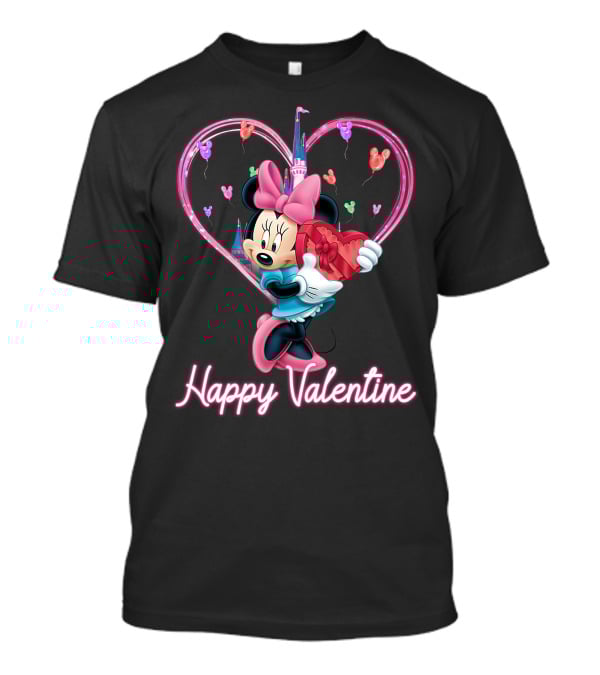 Happy Valentine Minnie Mouse Heart Balloons T-Shirt