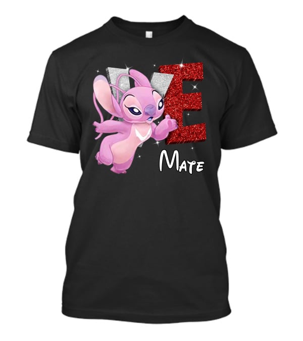 Angel And Stitch Inspired Mate Design With Glittery Love Elements T-Shirt