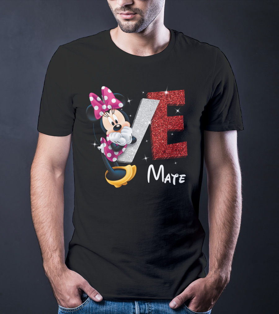 Minnie Mate Love Sparkle Bow And E Glitter T-Shirt