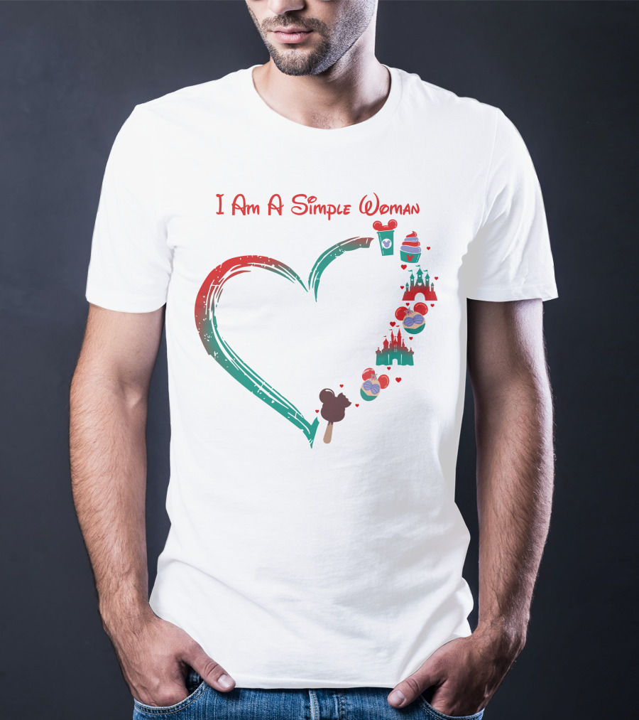 I Am A Simple Woman Ariel Castle Heart Icons T-Shirt
