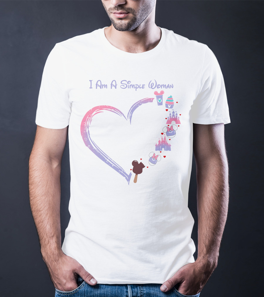 I Am A Simple Woman Heart Coffee Castle Mickey Ears T-Shirt