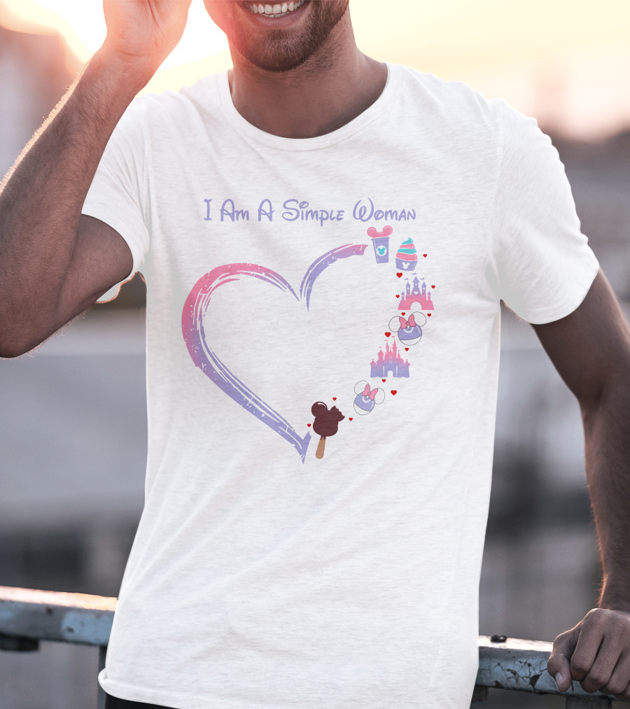 I Am A Simple Woman Heart Coffee Castle Mickey Ears T-Shirt