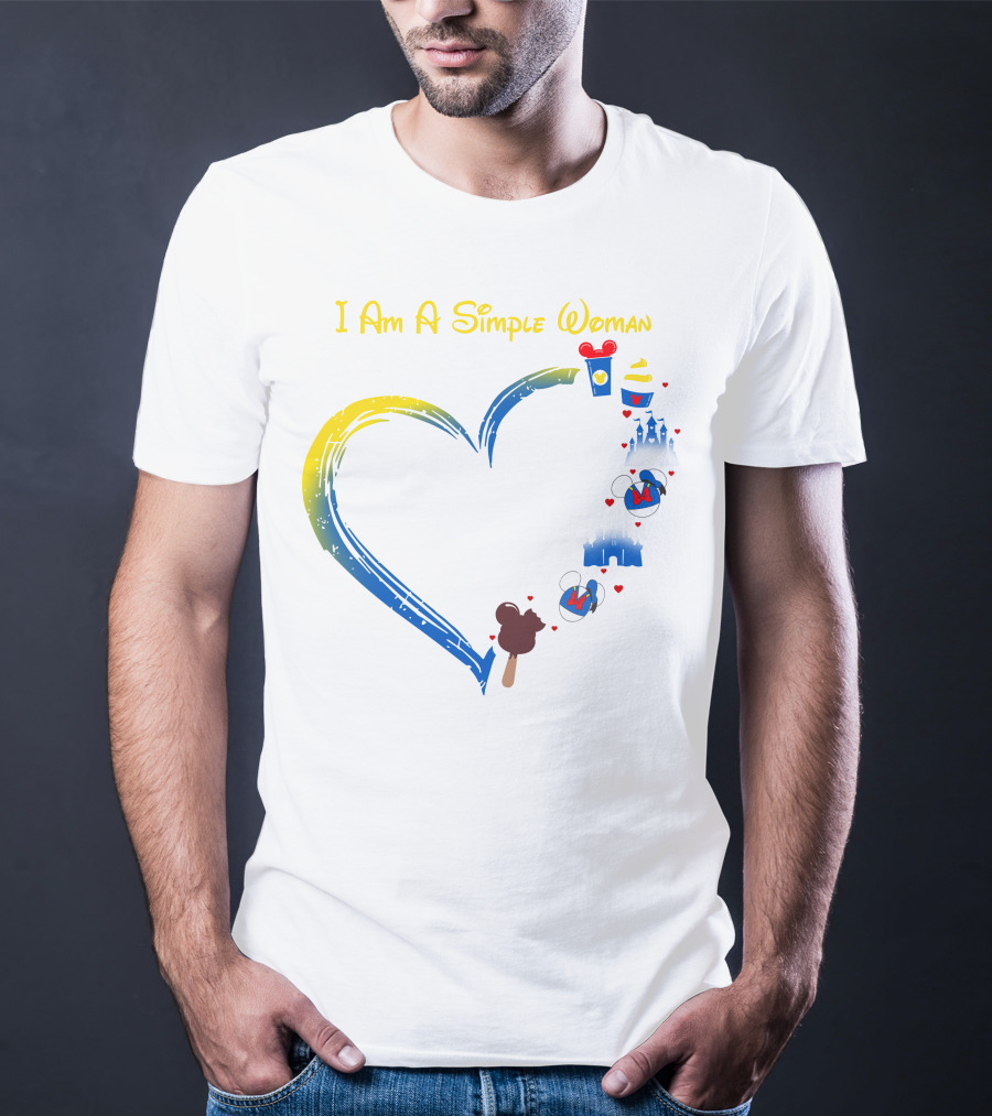 I Am A Simple Woman Disney Theme With Castle Mickey Mouse Ears Heart Highlight T-Shirt