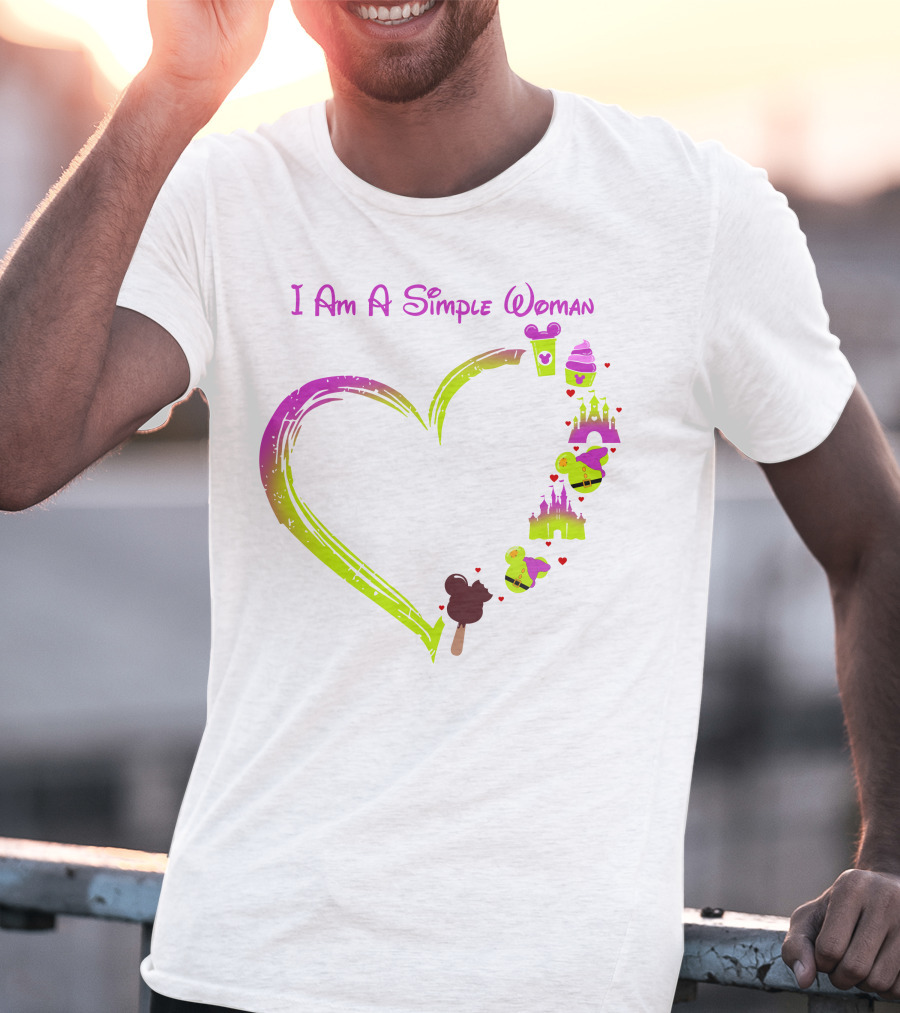I Am A Simple Woman Castle Coffee Dopey Ice Cream Hearts T-Shirt