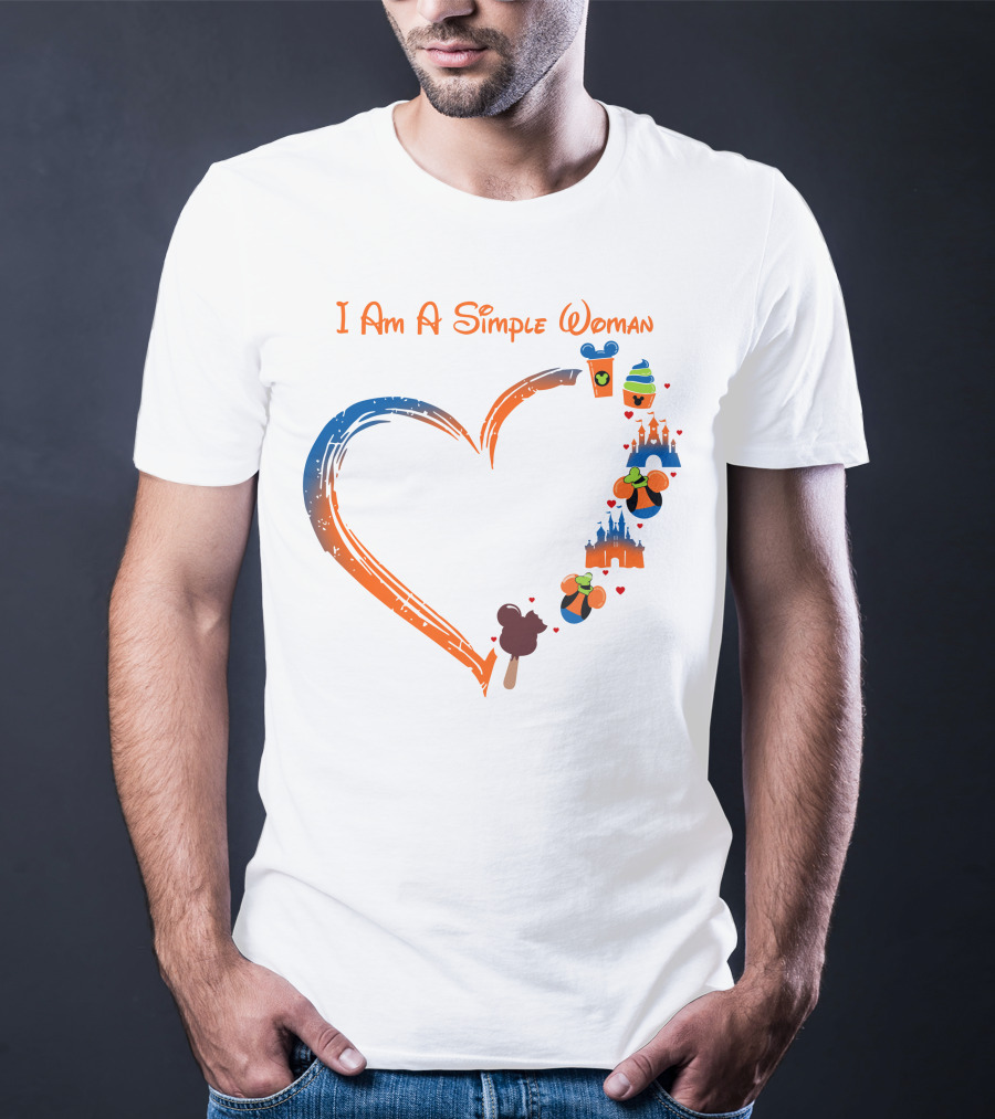 I Am A Simple Woman Heart Mickey Ice Cream Castle Minnie Ears T-Shirt