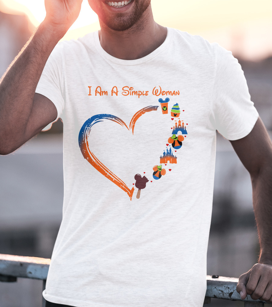 I Am A Simple Woman Heart Mickey Ice Cream Castle Minnie Ears T-Shirt